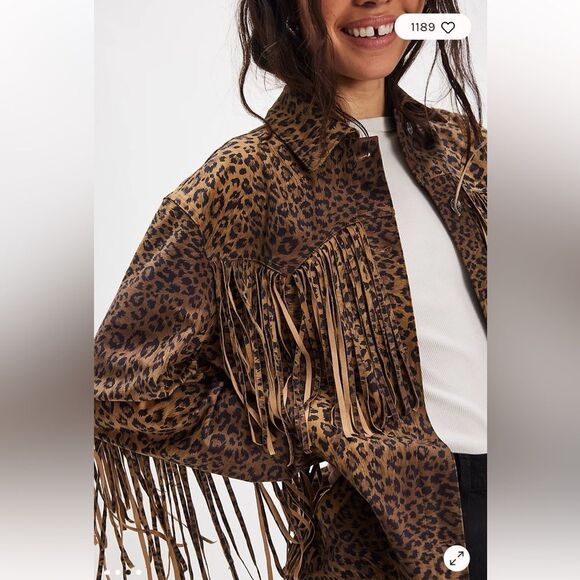 We The Free Jackets & Blazers - We The Free Fringe Out Vegan Suede Animal Print Jacket